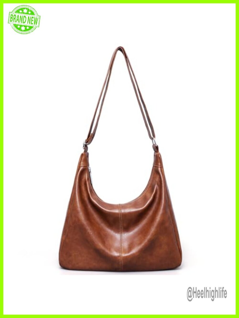 Vegan Leather Hobo Bag Slouchy Shoulder Tote Adjustable Strap